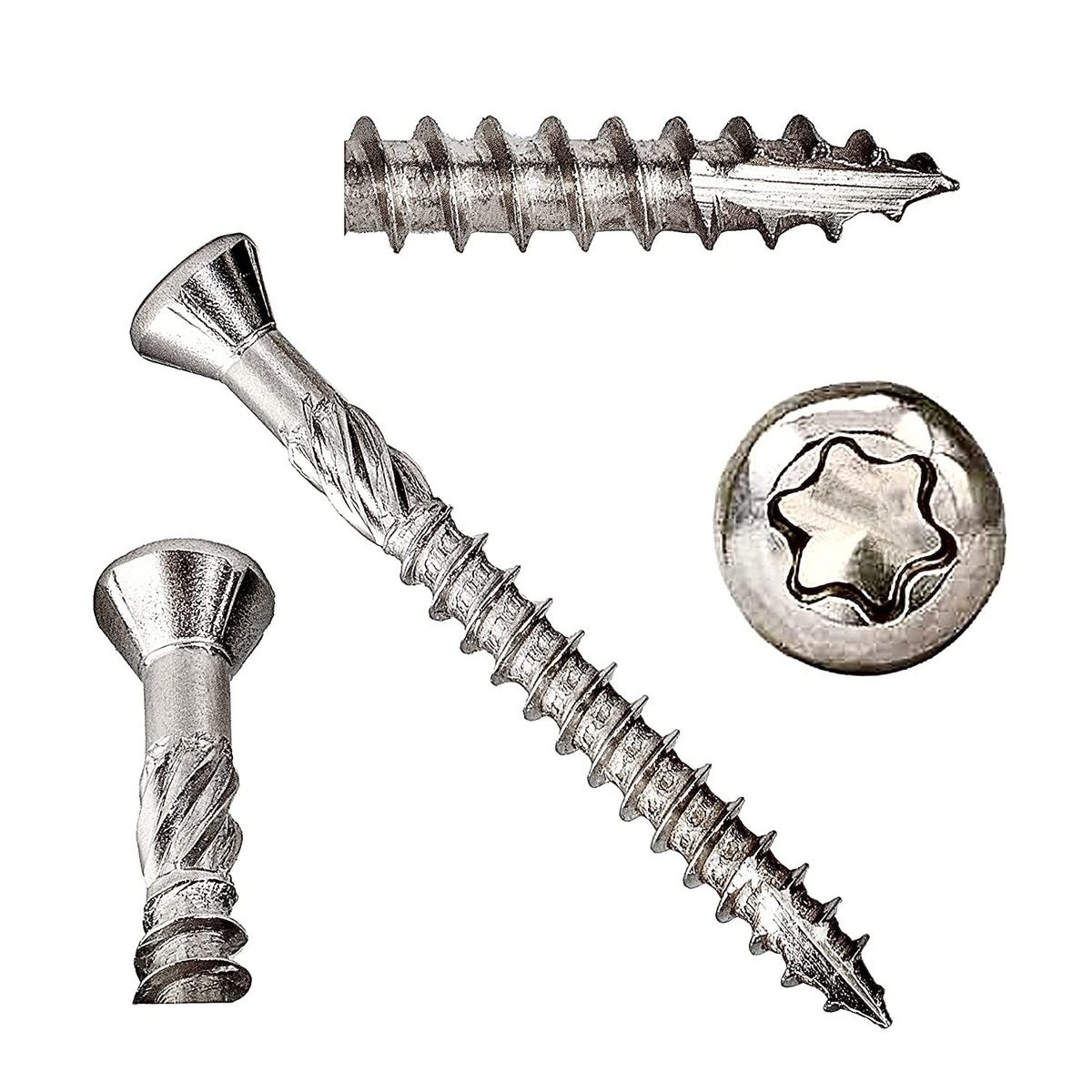 304 deck screws, ribbed head and knife point