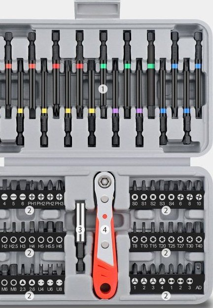 66-piece 1/4″ bit set with magnetic holder